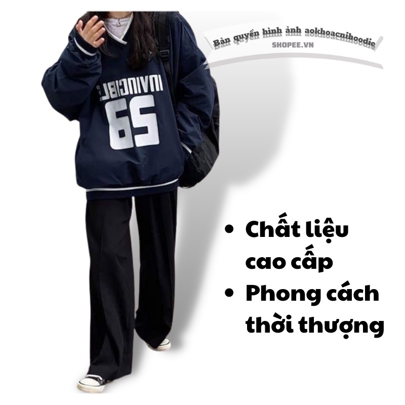 Áo thu đông nam nữ , áo sweater nỉ form rộng 2 màu cổ V in 65 dài tay dễ phối đồ Freeship | BigBuy360 - bigbuy360.vn