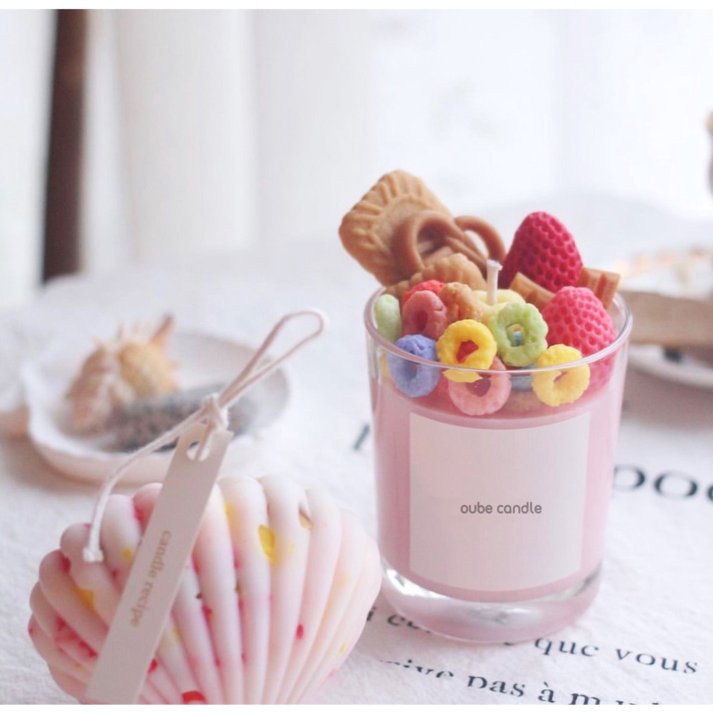 Nến Thơm Handmade Tinh Dầu Thơm Phòng Hình Ly Đá Xay Bánh Quy Tự Chọn Mùi Hương 120g | Oube Candle NT99