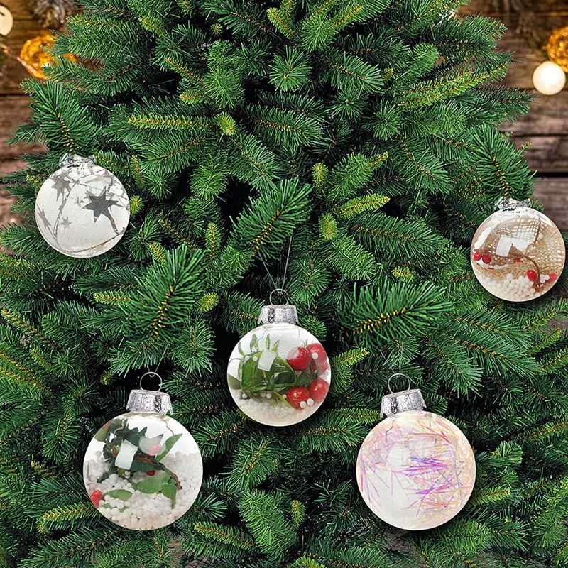 Set 20 Quả Châu Nhựa Trong Suốt 8cm Trang Trí Cây Thông Noel