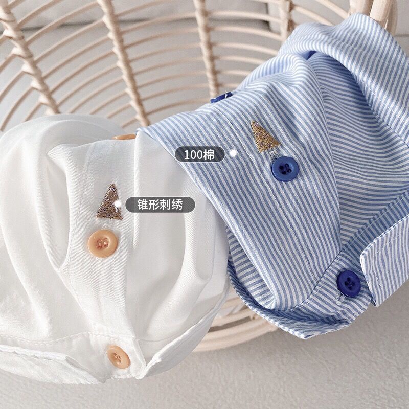 Áo Sơ Mi Cotton Tay Dài Thời Trang Xuân Thu Phong Cách Hàn Quốc Cho Bé Trai