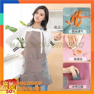 Tạp dề chống thấm nước cao cấp có túi đựng đồ | Tap dề kẻ