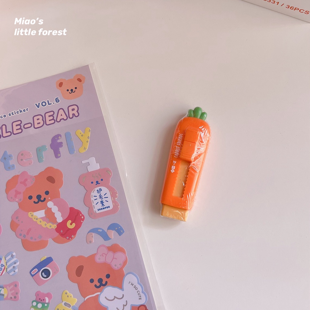 Bút chì bấm cà rốt MIAO'S LITTLE FOREST combo bút chì hộp ngòi tặng kèm gôm tẩy hình cà rốt cute  MPE2206