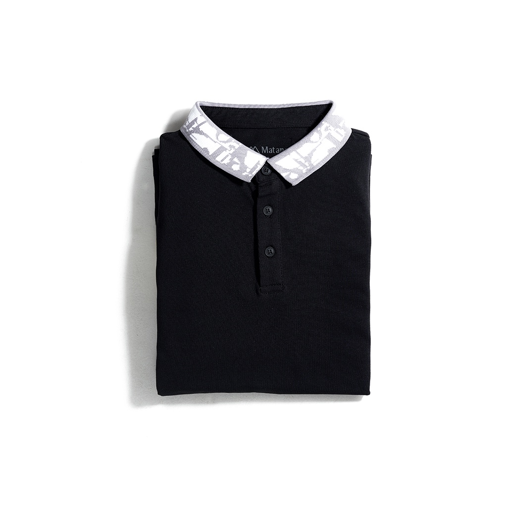 Áo phông polo nam đen có cổ MATANO 029 - Áo thun nam cổ trụ bẻ, vải cá sấu cotton cao cấp, bo cổ dệt họa tiết loang đẹp