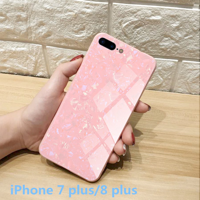 Ốp điện thoại mặt kính cường lực cao cấp họa tiết đẹp mắt cho iPhone 7 Plus 8 Plus | BigBuy360 - bigbuy360.vn