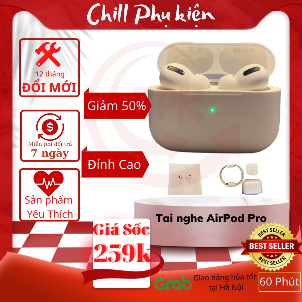 Tai Nghe thế hệ mới Air Pro - Định Vị, Đổi Tên, Sạc Không Dây,Âm Thanh Cực Hay,Cảm Ứng ,Chống Ồn,dành cho iPhone