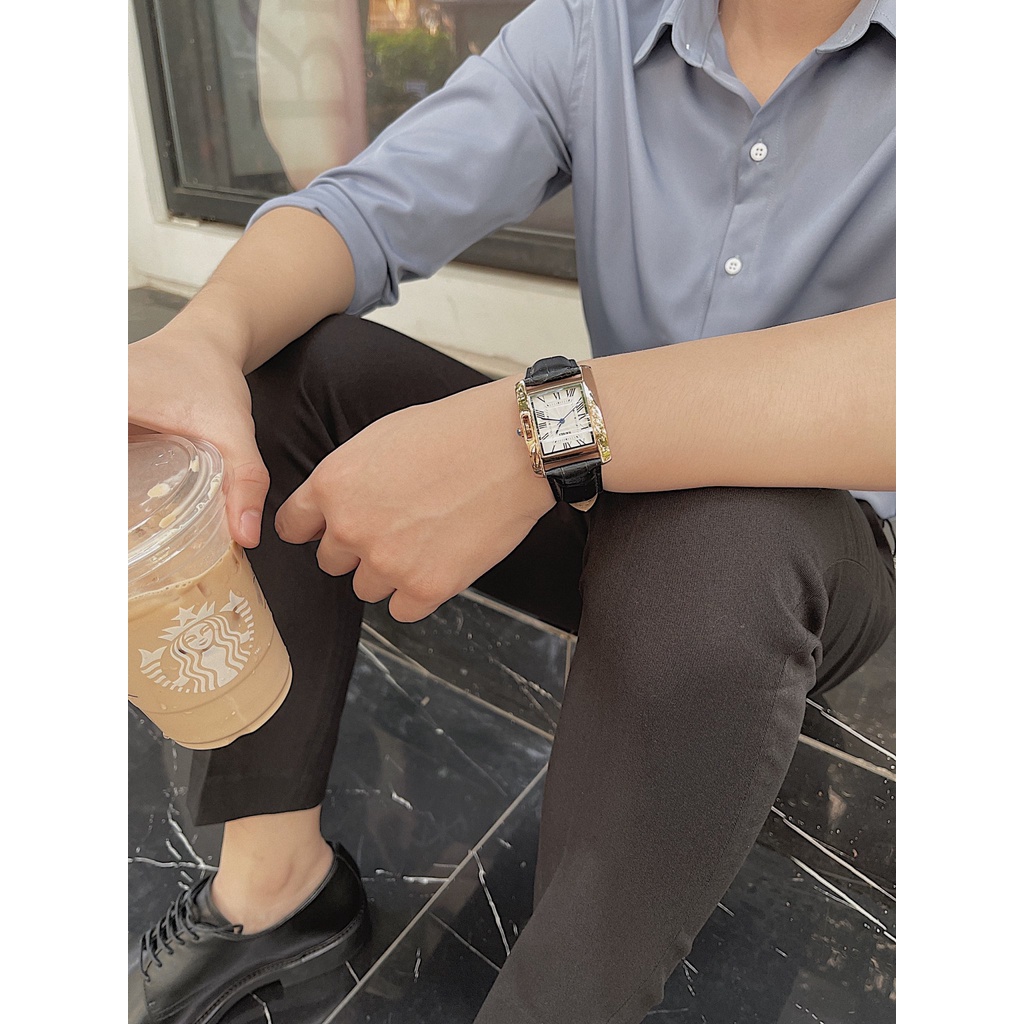 Đồng hồ nam mặt nhỏ cao cấp Chính hãng SKMEI doanh nhân công sở mặt vuông chữ nhật dây da bảo hành chính hãng