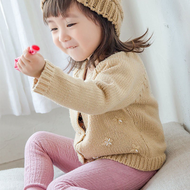 Quần legging ôm chân vải cotton thoáng mát đáng yêu cho bé gái