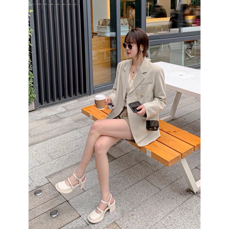 Giày lolita gót cao tiểu thư KERRY 2 quai đế đặc 6cm phong cách vintage có