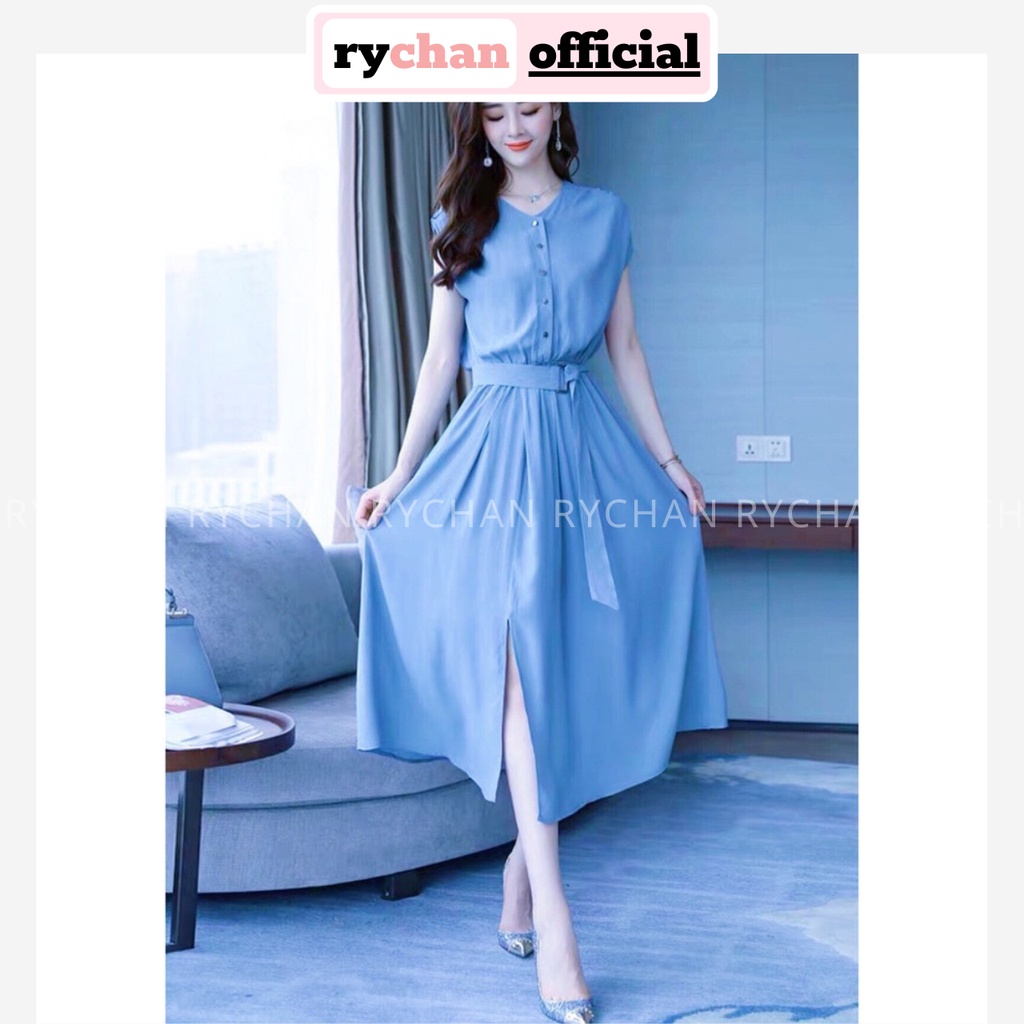 DX204 - Đầm Xòe Dáng Dài Cột Eo 4 Màu