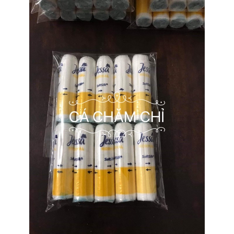 (Bán lẻ tampon) Set 10 băng vệ sinh dạng nút Jessa normal 3 giọt - Đức