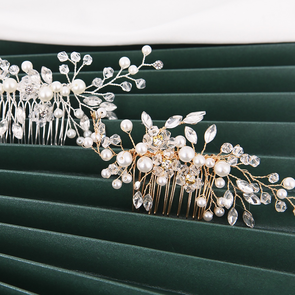 Lược Cài Tóc Đính Đá / Ngọc Trai Giả Lấp Lánh Cho Cô Dâu / Phụ Kiện Tóc Tuyệt Vời