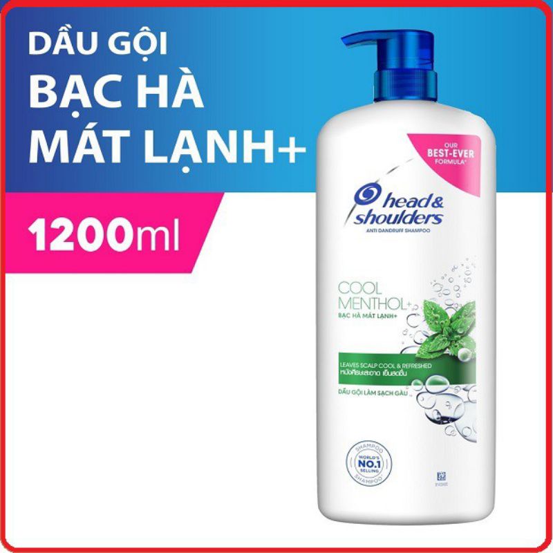 Dầu Gội Head&Shoulders Mát Lạnh Bạc Hà chai 1200ml