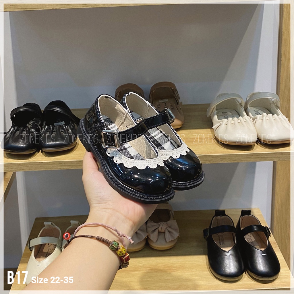 Giày da bóng phối viền họa tiết cho bé gái Zonekids - B17