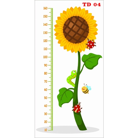 Decal dán tường, thước đo chiều cao trẻ em bé hình con vật