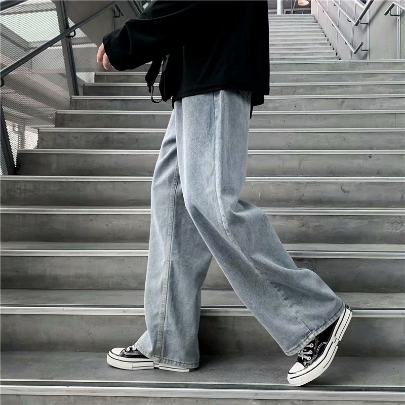 Quần jeans Nam Dài Ống Rộng Thời Trang Phong Cách Hong Kong