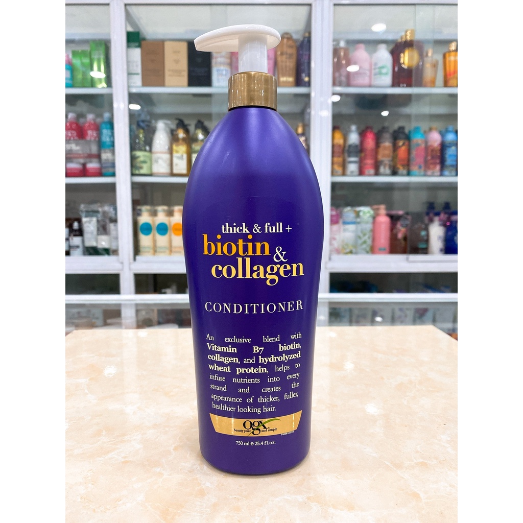 (750ML) DẦU GỘI - DẦU XẢ OGX Thick and Full Biotin and Collagen MADE IN USA