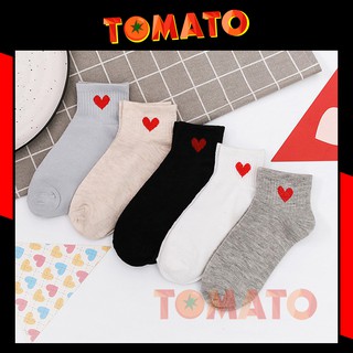 Vớ Tất Nữ Trái Tim Đỏ , Cotton Mềm Mại , Thoáng Mát Khử Mùi , Nhiều Màu Lựa Chọn - 256