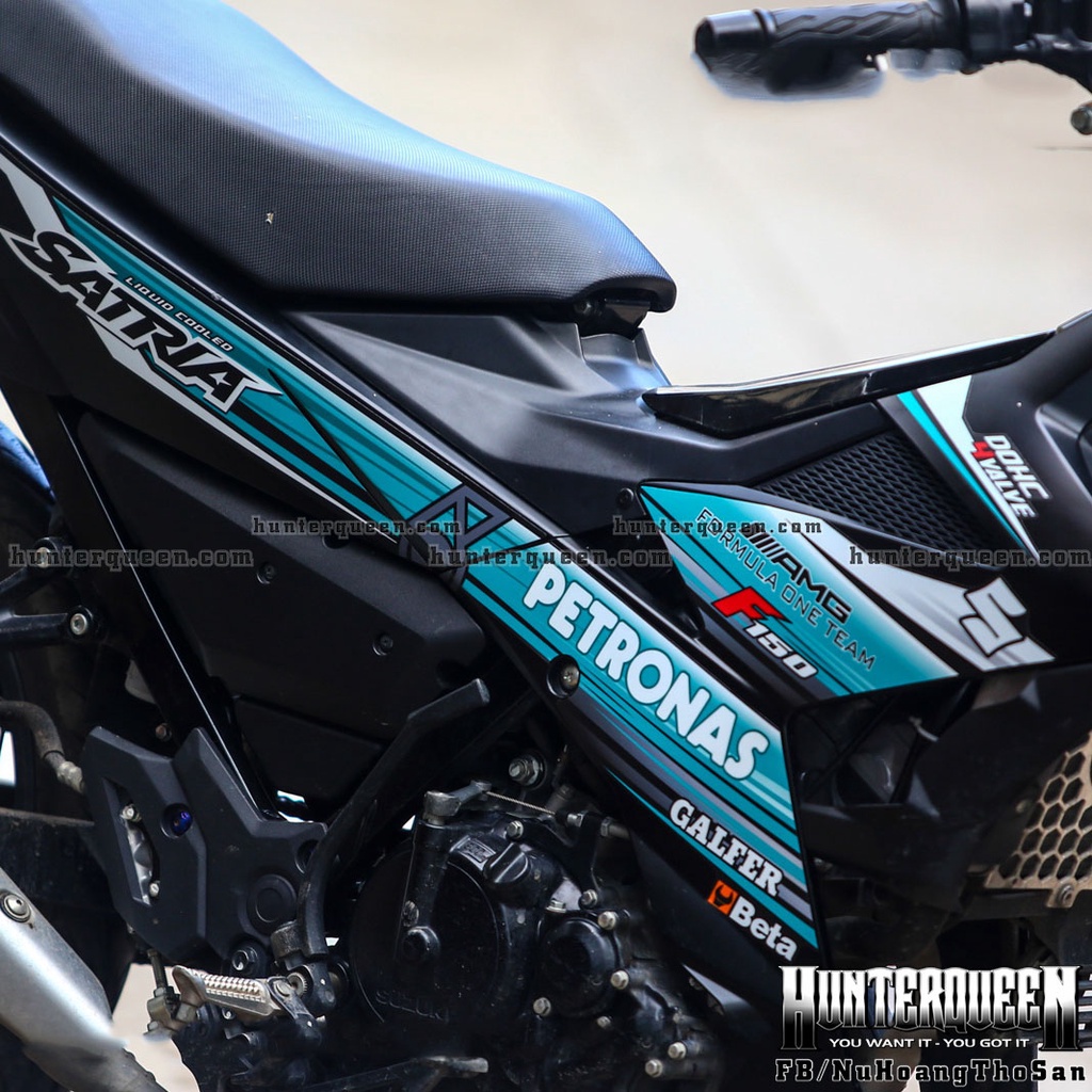 Tem rời Petronas cao cấp dán xe Raider FI màu đen. Decal không bay màu, chủ đền