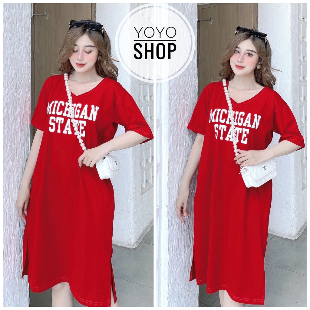 Váy bigsize dáng suông from rộng cổ tròn xẻ tà cao cấp form dưới 70kg | BigBuy360 - bigbuy360.vn