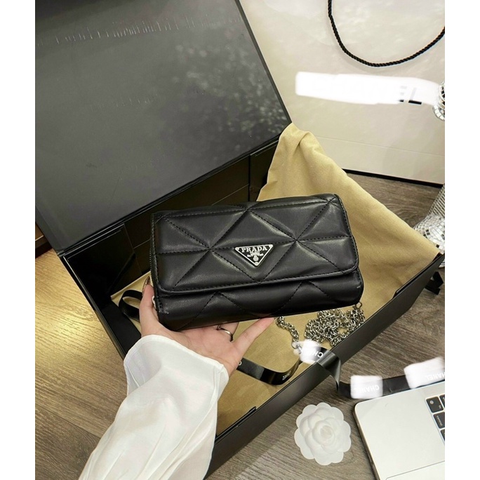 Ví cầm tay đeo chéo nhiều ngăn tag pra da