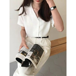 (Big size)Áo sơ mi cổ vest 2 ve mà basic 60-90kg