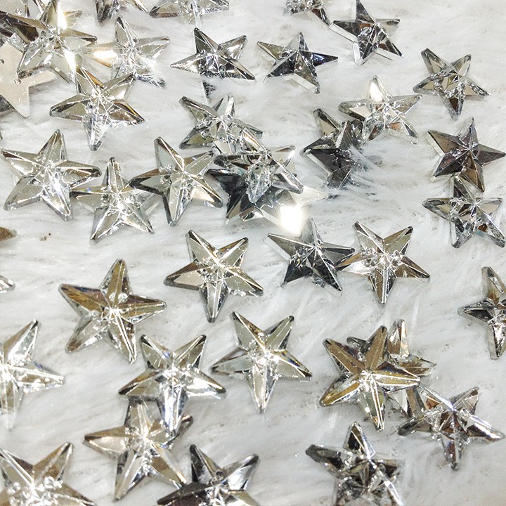 Hạt đá kết áo acrylic hình ngôi sao 5 cánh ánh bạc lấp lánh siêu đẹp