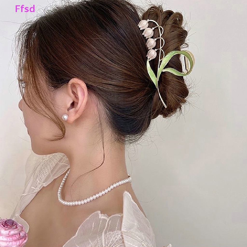 {Ffsd} Kẹp Tóc Móng Vuốt Đính Hoa Chuông Xanh Dương Thanh Lịch * Bán Chạy