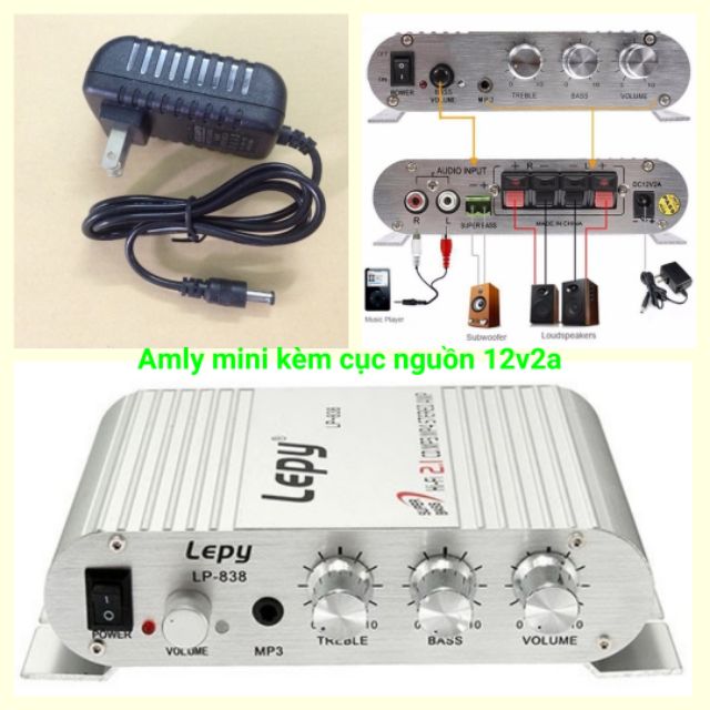 Amply mini + bộ nguồn 12v2a