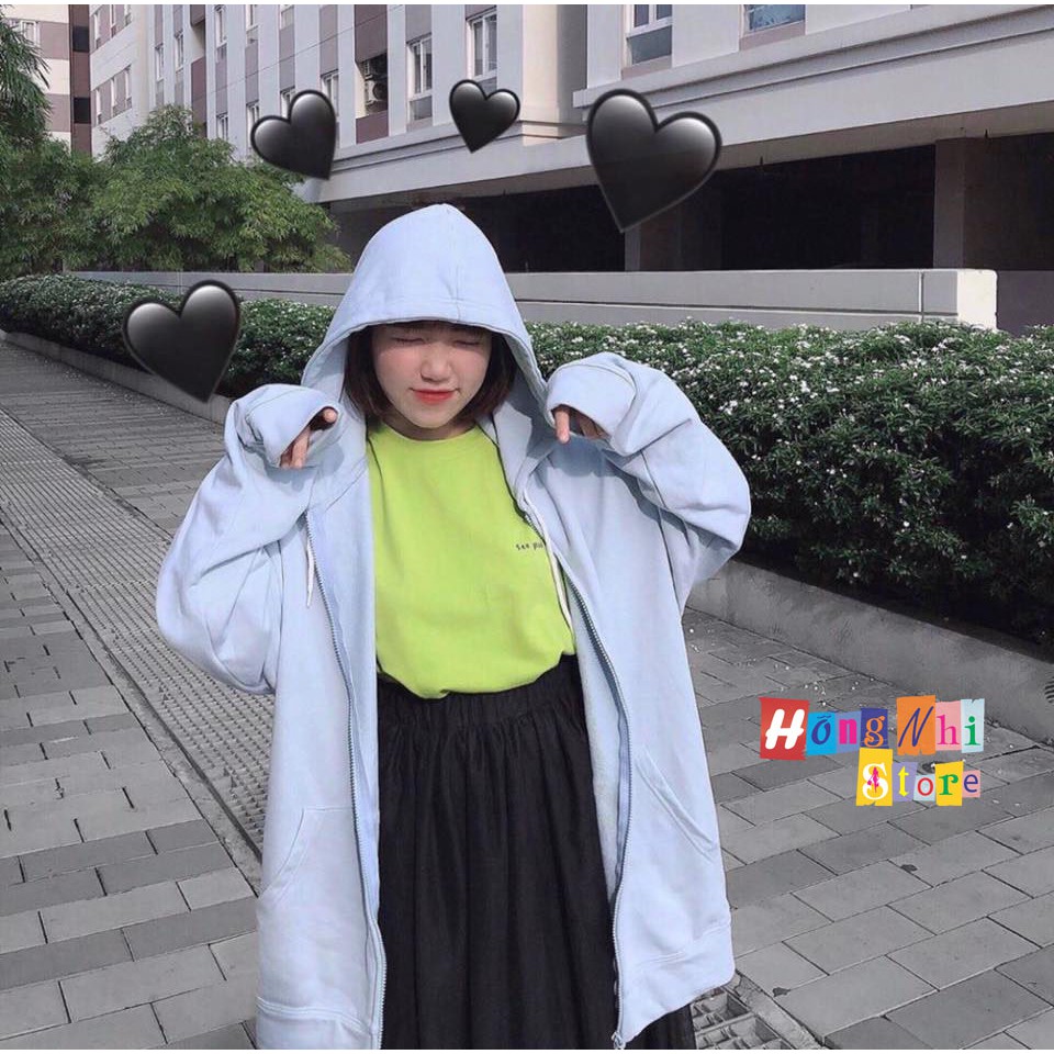 Áo Khoác Hoodie Zip Trơn Oversize Ulzzang Unisex Hoodie Dây Kéo Màu Xanh Dáng Rộng - MM | BigBuy360 - bigbuy360.vn