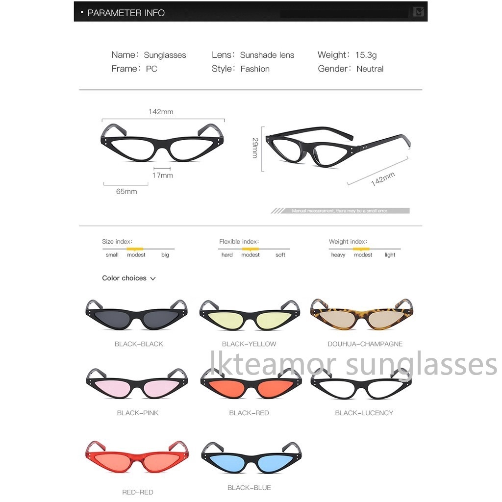 Kính mát mắt mèo hình tam giác thời trang vintage cho nữ