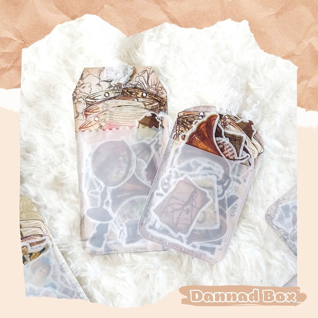 Set 40 Sticker Phong Cách Vintage Hoài Cổ Trang Trí Journal