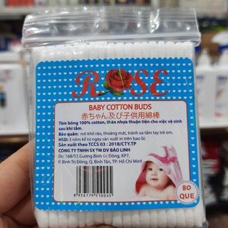 Tăm bông trẻ em Rose bịch 80 que