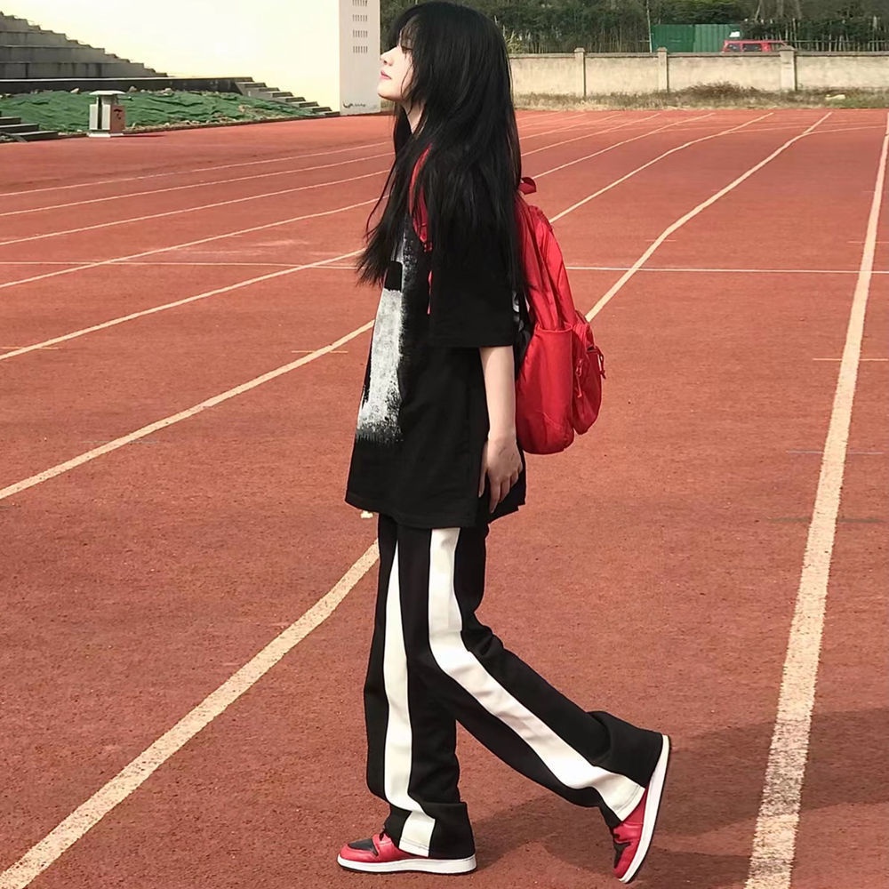 Quần Thể Thao Lưng Cao Ống Rộng Thời Trang Mùa Hè Phong Cách Hàn Quốc Cho Nữ