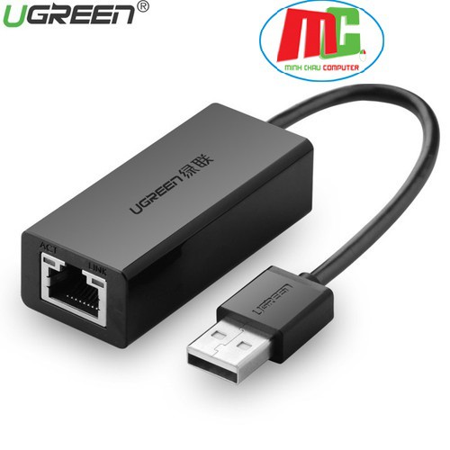 Cáp Chuyển USB 2.0 Sang Lan RJ45 Ugreen 20254(Màu Đen) - Hàng