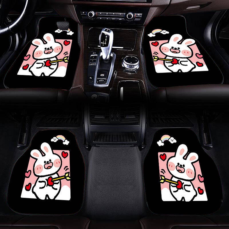 Thảm để chân da lộn chống trơn trượt trên ô tô hình hoạt hình dễ thương đa năng dễ vệ sinh