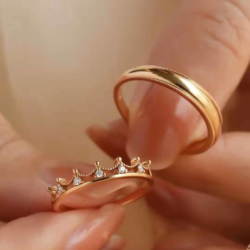 Hàn Quốc Nhẫn có thể điều chỉnh Hiệp sĩ Công chúa Vương miện Cặp đôi Nhẫn thời trang Ngày lễ tình nhân Món quà trang sức