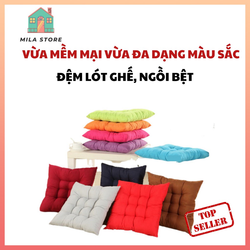 Đệm Lót Ghế Ngồi, Tựa Lưng Hình Vuông - Mila Store