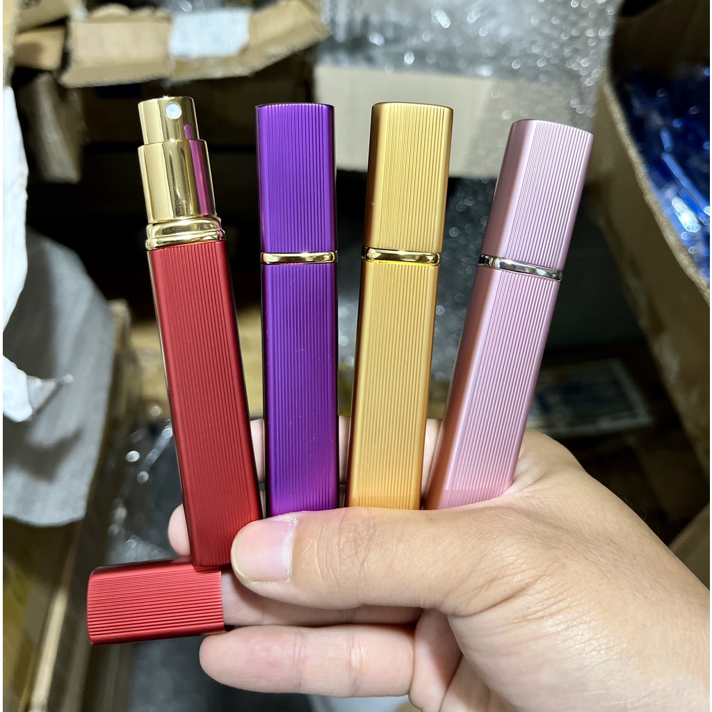 Chai, lọ đựng nước hoa 2 lớp nhôm sọc vuông-(Hàng Loại Đẹp) dung tích 12ml