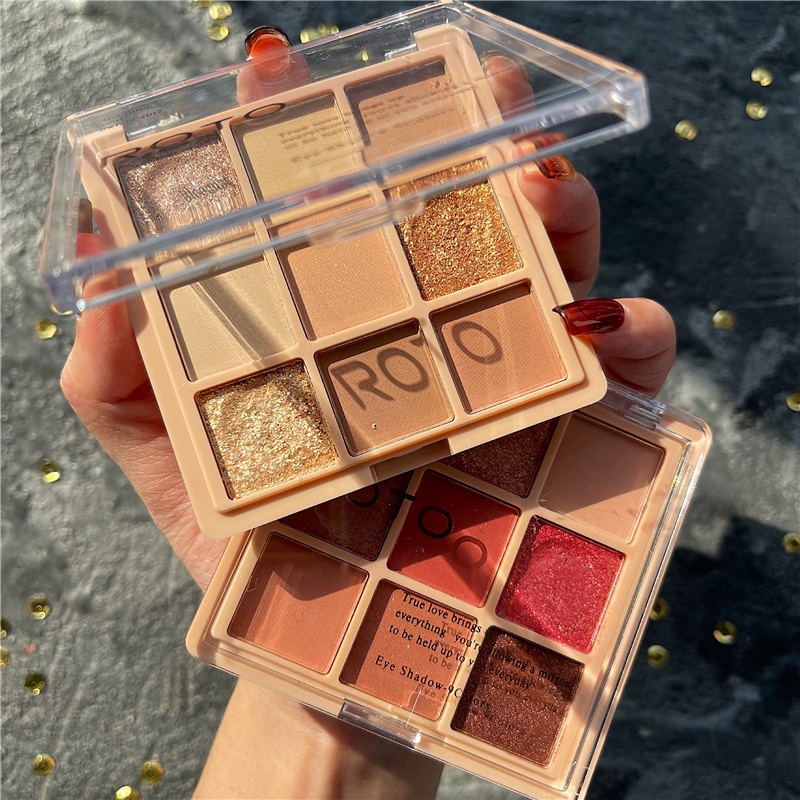 [Hàng mới về] Bảng phấn mắt 9 tông màu lì lấp lánh chống thấm nước chất lượng cao