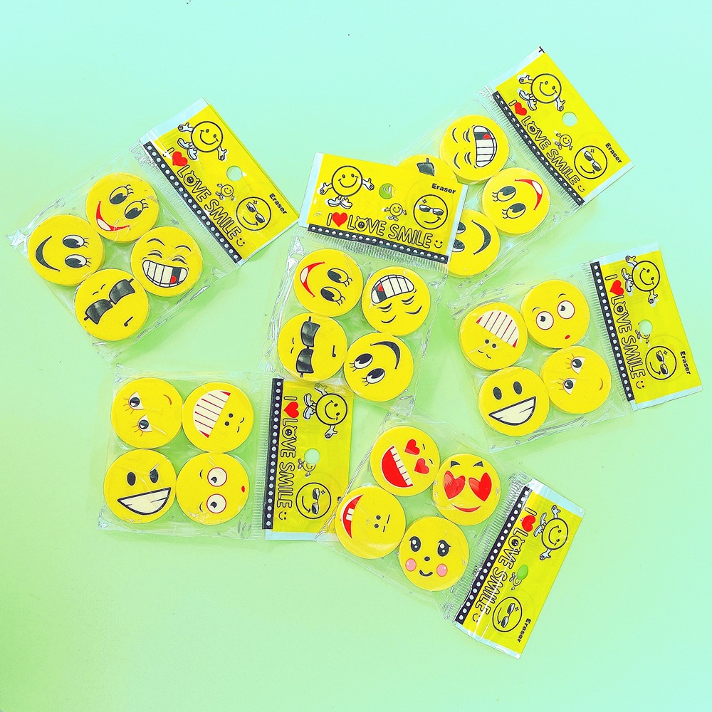 Tẩy bút chì set 4 viên mặt cười, đồ dùng học tập dễ thương gôm tẩy cute giá rẻ làm quà tặng học sinh văn phòng phẩm T28