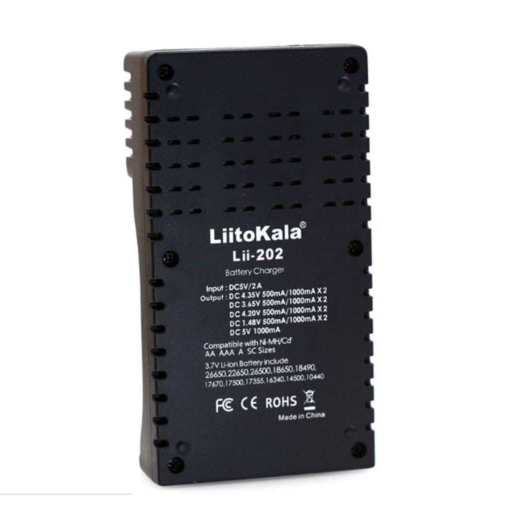 Sạc pin đa năng Liitokala lii-202 hai khe pin cho pin 18650, AA, AAA, 26650...