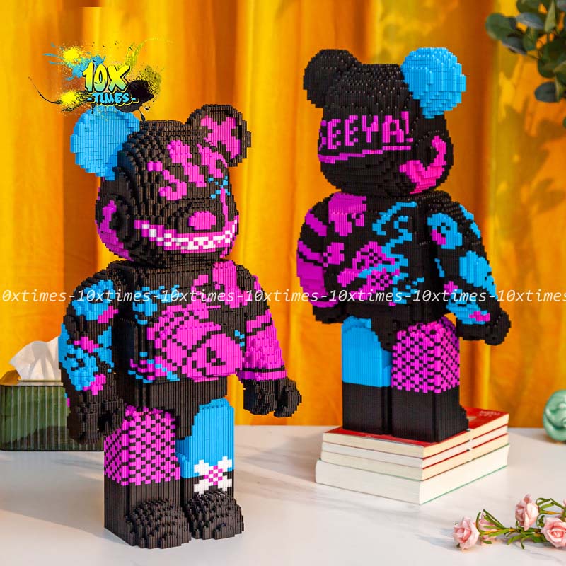 (55cm sẵn) mô hình lắp ráp gấu Bearbrick Jinx, Boom, Love, Monter, sưu tầm có đèn làm quà tặng, decor phòng