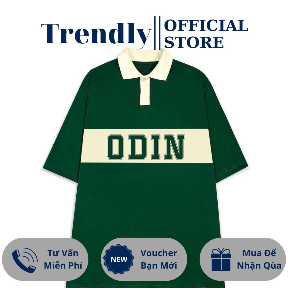 Áo Thun Polo Form Rộng Có Cổ Nam Nữ Chất Cá Sấu Xanh Lá Xanh Rêu Trắng Trơn, Áo Phông Ovesize Nam Nữ In Chữ Odin