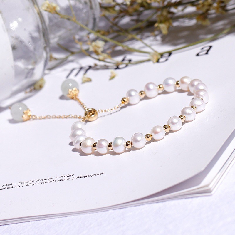 Vòng tay hạt 6-7ly độ sáng 4A mix bi titan