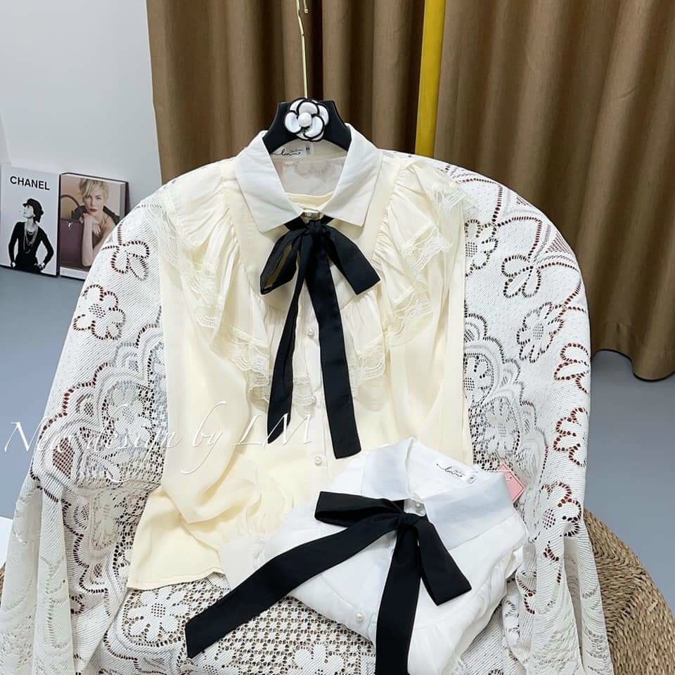 Áo sơ ,mi nữ cột nơ viền bèo