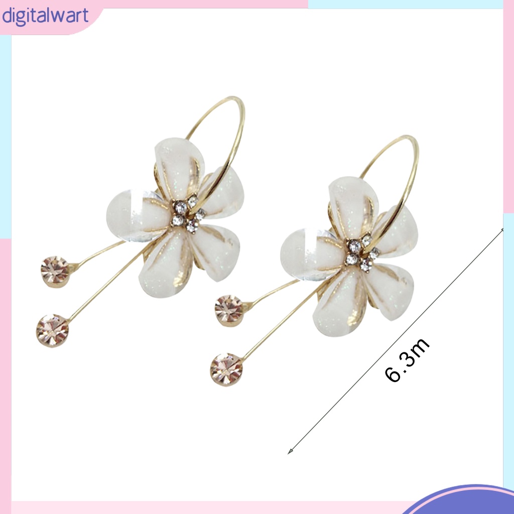 Dg✌❤ 1 Đôi Bông Tai Hợp Kim Hình Cánh Hoa Đính Đá Thời Trang Dành Cho Nữ
