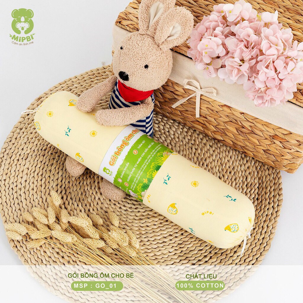 [Chính Hãng] Gối ôm bông cotton họa tiết trẻ em kích thước 50x11cm Mipbi