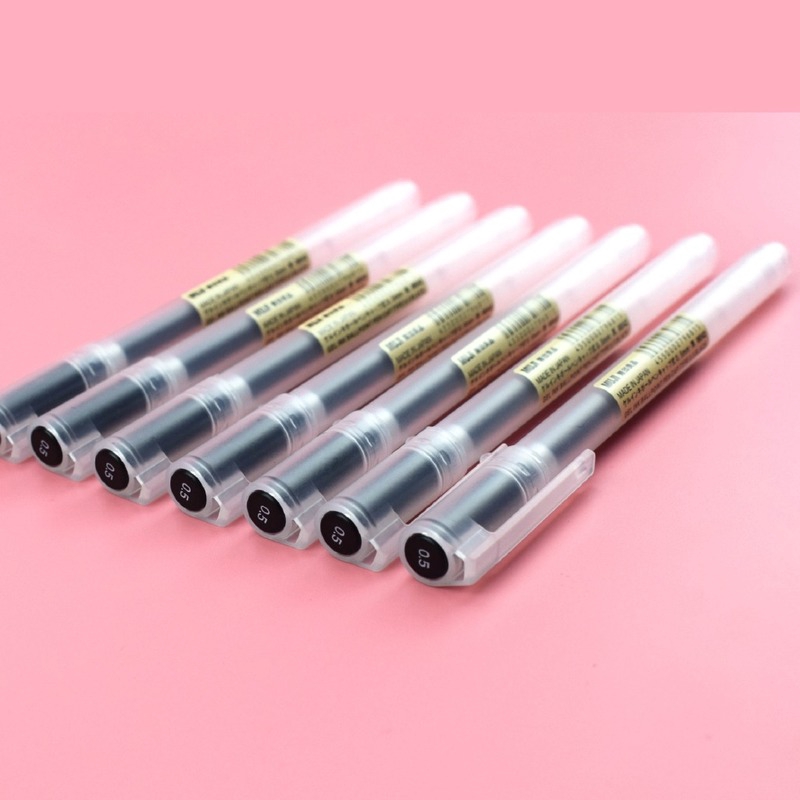 Bút viết mực gel MUJI nhám trong suốt màu đen / lam / lam đậm / đỏ đậm bản 2018 mới