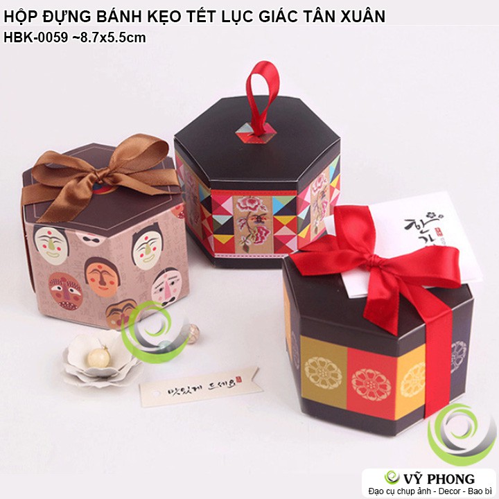 SET 5 HỘP GIẤY ĐỰNG BÁNH KẸO QUÀ TẾT LỤC GIÁC TRANG TRÍ CÁC DỊP LỄ NĂM MỚI HÌNH HOA ANH ĐÀO TẾT XUÂN HBK-0040,0059 | BigBuy360 - bigbuy360.vn