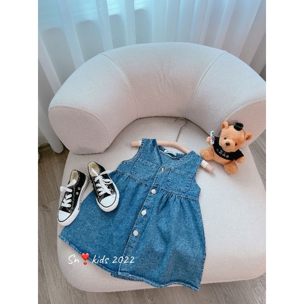 Set Váy Jean Sát Nách Siêu Xinh Cho Bé Gái_umeekids